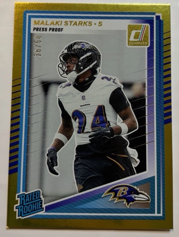 2025 Panini Donruss Rated Rookie Malaki Starks #346 Press Proof Gold /50