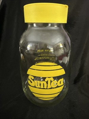Vintage 1980s Carlton SunTea 3L Glass Jar + Recipe & Flip Top Lid