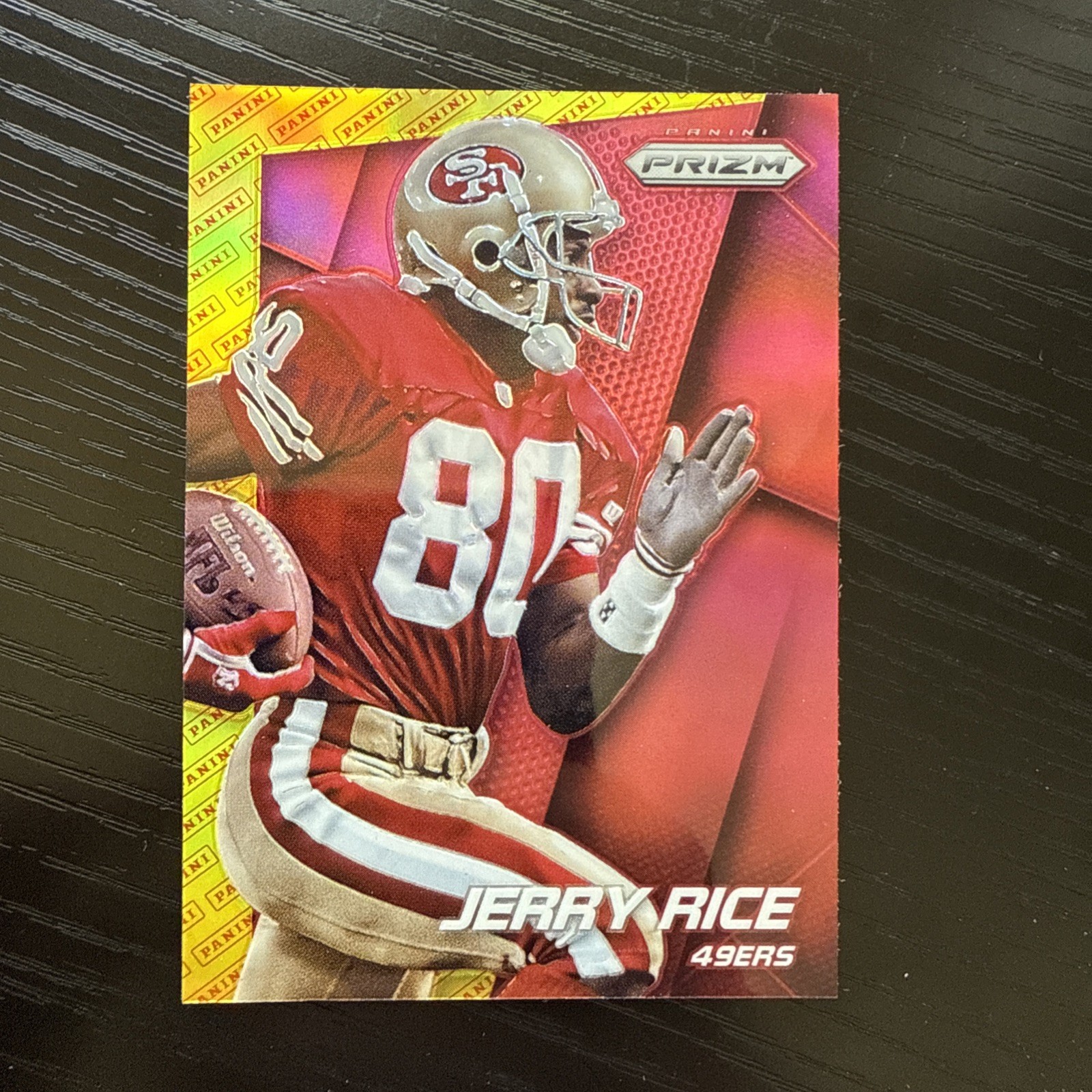2014 Panini Prizm #4 Jerry Rice Gold Red Prizm SSP Rare Panini Logo