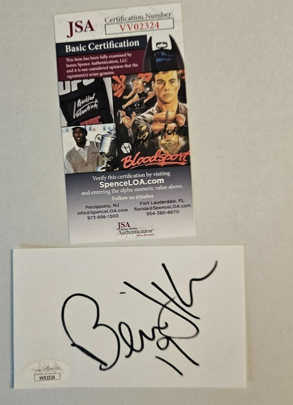 Bernie Kosar Autographed Signed Cleveland Browns index card JSA COA Hurricains 