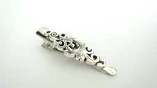 Small silver metal filigree alligator hair clip barrette for fine thin hair