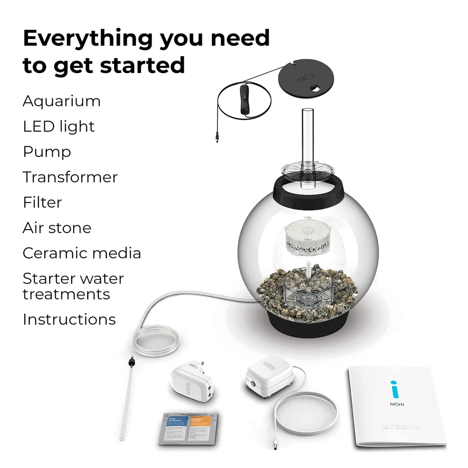 Classic 15 Acrylic 4-Gallon Aquarium with White LED Lights Modern Compact Tan... - Image 3 of 4