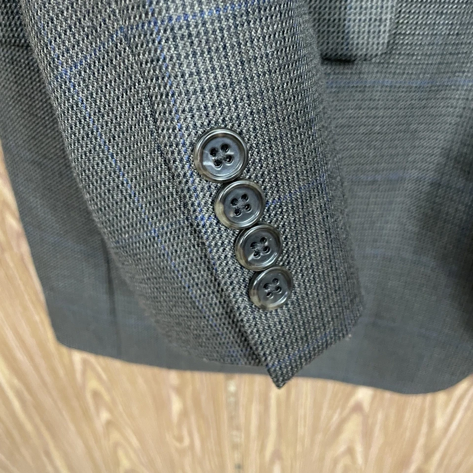 Izod Sport Coat Mens 44L Brown Multicolor Check Polyester Rayon Double Vented - Image 4 of 4