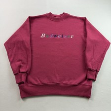 Vintage Budweiser Sweatshirt Mens Small Red Crewneck Beer Anheuser-Busch 90s