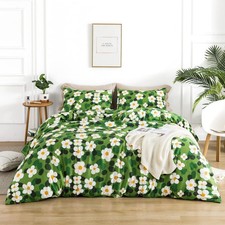 Green Botanical Duvet Cover Queen 100 Cotton Sage Cute Floral Duvet Cover 3 ...