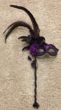 Female Masquerade Mardi Gras Mask with Handle