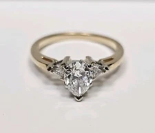 14K DIAMOND ENGAGEMENT RING 1.21 CT, REAL NATURAL (.87 CT center) , SIZE 7