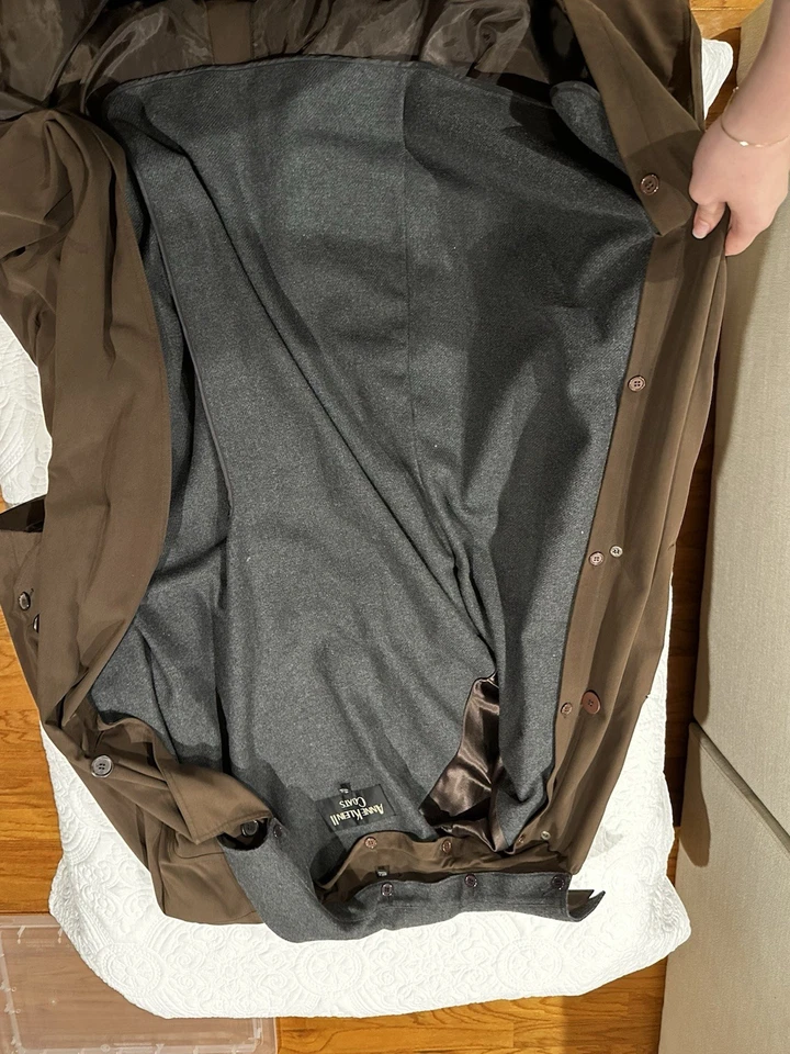 Gabardina para mujer Anne Klein talla 14 marrón con forro y cinturón Foto 4 de 4