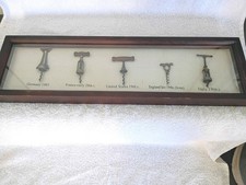 Vintage Replica Corkscrew Wine Openers from the early 1900's, Framed Glass