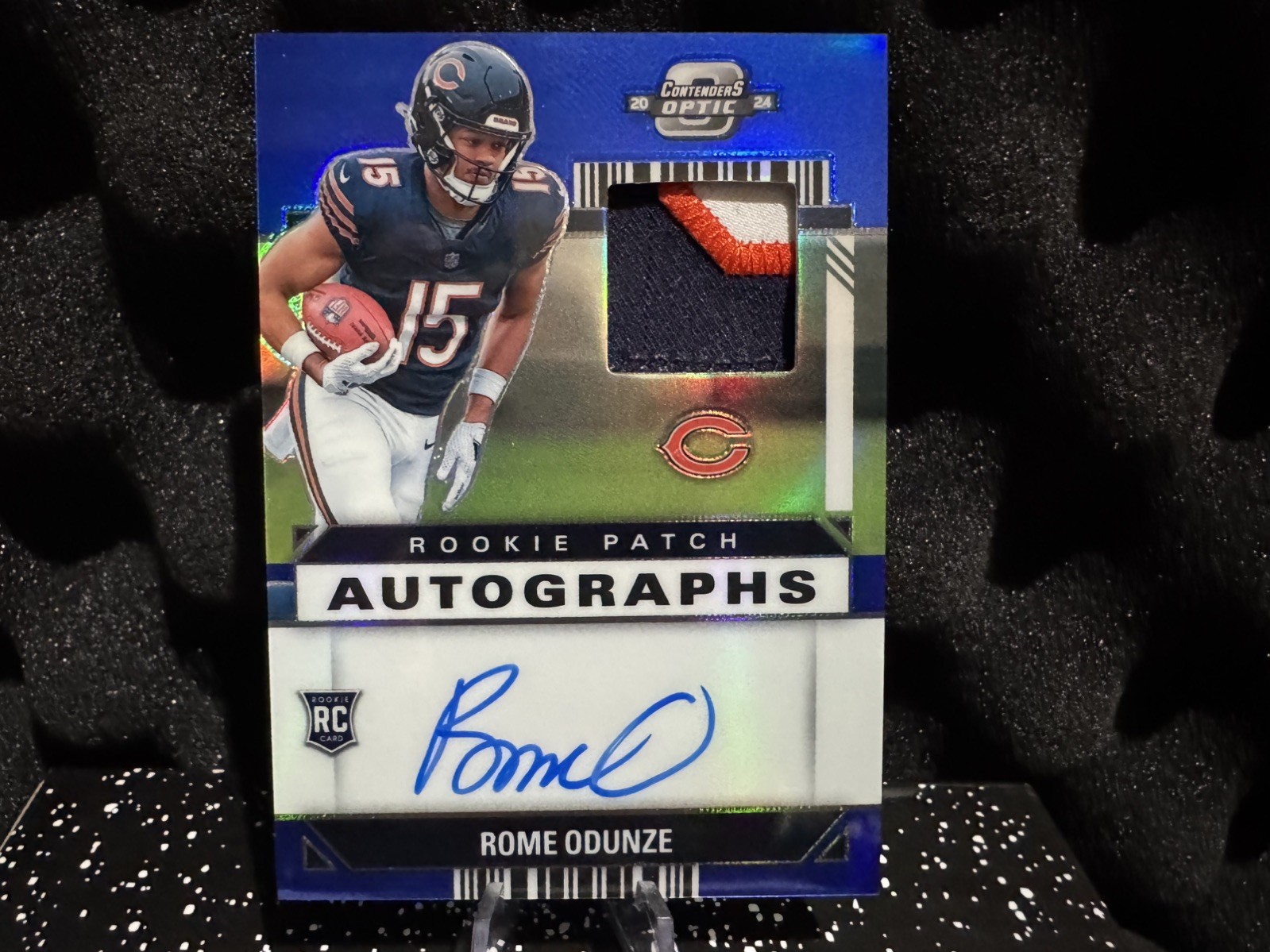 2024 Panini Contenders Optic - Rookie Patch Auto Rome Odunze Blue Prizm /50 🔥