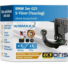 ANH�NGERKUPPLUNG f�r BMW 3er G21 ab 19 vert. abnehmbar ORIS +7pol E-Satz ABE