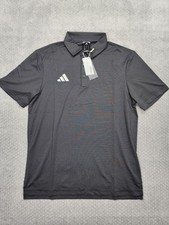Adidas Ultimate Stripe Polo Shirt Mens Medium Black Golf Performance KE8819