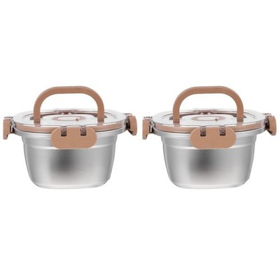 2pcs Bento Container Edelstahl Bento Box Schüler Lunchbox Lunch Container 700 ml