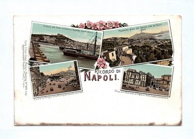 Litho Postcard Ricordo Di Napoli Naples Italy Panorama