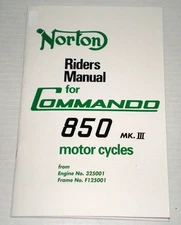 1975-77 Norton Commando 850 Mark III, OEM, Owners Riders Manual, Sealed