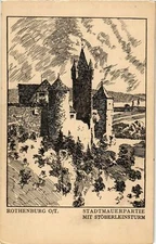 Old postcard postcard Rothenburg city wall part with Stoberleinsturm GERMANY (941043)