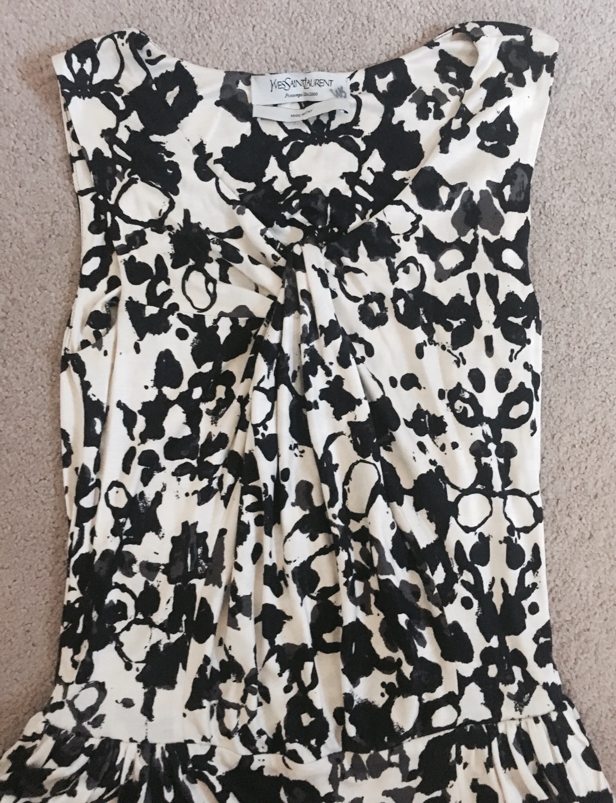 Abito in guaina floreale YSL Yves Saint Laurent bianco astratto taglia small