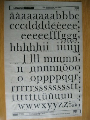 0,1 x Letraset Lower Case BASKERVILLE OLD FACE 96pt 25,2mm Sheet 1056 (h)