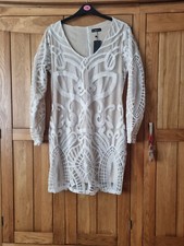 Cream Lace Effect Long Sleeved Dress XL BNWT