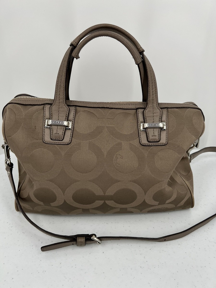 Coach Taylor OP Art Satchel Handbag Double Handle Tan Brown Coach Taylor OP Art Satchel Handbag Double Handle Tan Brown