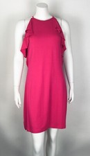 Ann Taylor Petite Halter Shift Dress NWT $118 Pink Ruffled Stretch 8P