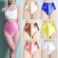 S-3XL Women Panties Shiny Satin Briefs Knickers Opaque Gym Yoga Shorts Underwear