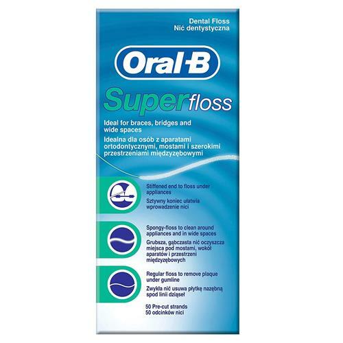OralB Superfloss Super Dental Floss Braces Bridges 50 Precut