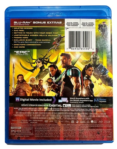 Thor: Ragnarok (Blu-ray + DVD 2017) Anthony Hopkins, Chris Hemsworth - Picture 3 of 3