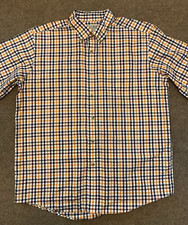LL Bean Shirt Mens L Short Sleeve Traditional Plaid Button Wrinkle Free Twill