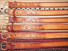 Vintage Western C M Co Tooled Embossed Leather Belts 6 pc Size 26 NEW