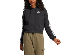 Felpa garzata donna Adidas Linear Essentials 3STR JE0092 nero-bianco