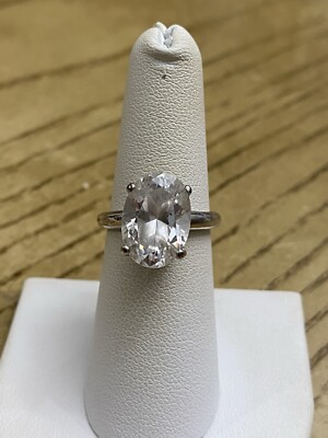 SETA Designer Signed 925 Sterling Silver CZ Engagement Ring Size