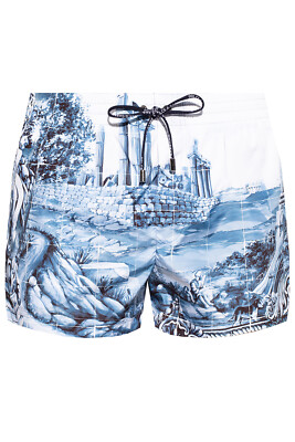 水着 Dolce & Gabbana Swim Trunks Mid-length majolica-print swim trunks in Print for Men
