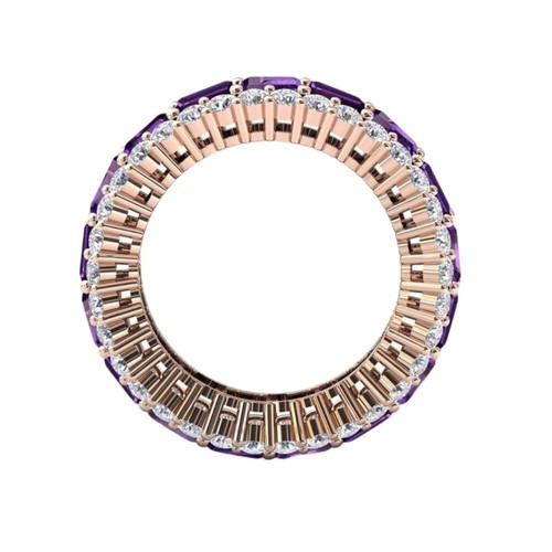 Amethyst Eternity Engagement Wedding Band For Women 13.00Ct Emerald Cut 6x4MM - Picture 5 of 6