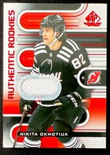2022-23 SP Game Used NIKITA OKHOTIUK *Authentic Rookies Red Foil Worn Jersey*