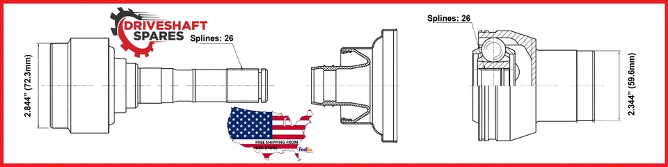 Jeep Grand Cherokee, Dodge Durango 2011-2018 Rear Driveshaft - Middle CV Joint - Image 2 of 3