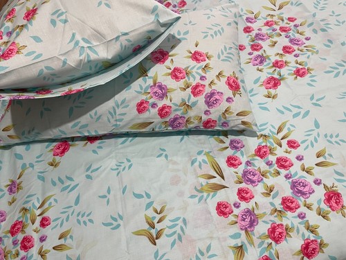 100%Cotton&Percale500TC3pcsKing/Queen Big Size Printed/Floral Flat/Top Sheet Set - Picture 62 of 226