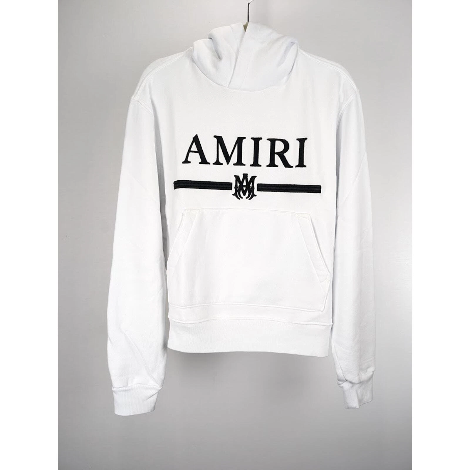 Felpa con cappuccio Amiri MA Bar ricamata bianca nuova con etichetta XXL