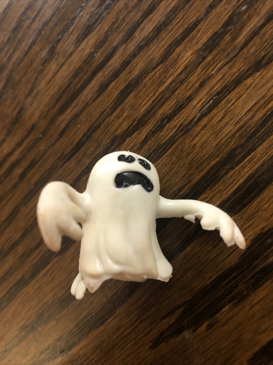 4 Vintage Halloween Rubber Finger Puppets Devil Ghost Skeleton