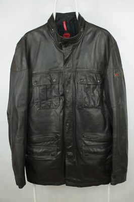 Strellson Fleetwood Dark Brown Leather Multipocket Casual Jacket Men's 58 /2-3XL