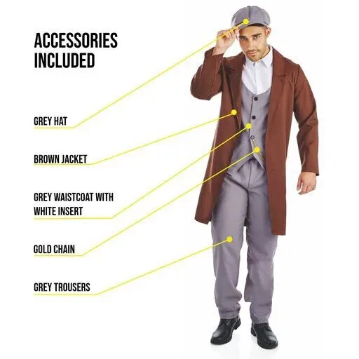 Mens 1920s Gangster Costume M L XL Adult 20s TV Gang Crime Boss Suit Halloween - Image 3 of 4