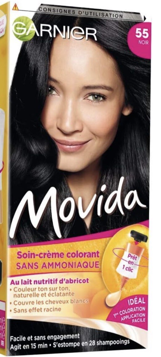 Coloration douce Garnier Movida 55 noir ton sur ton crème colorante sans ammoniaque