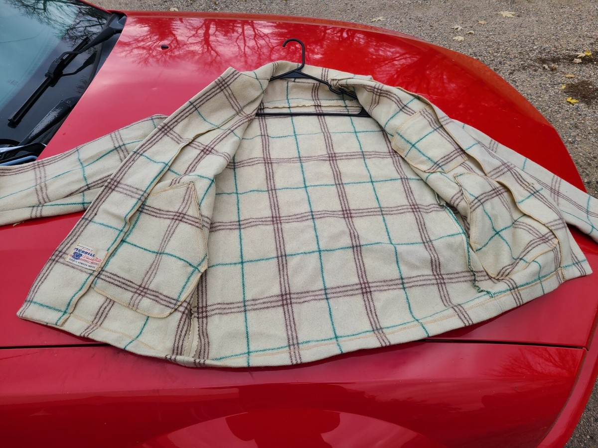 Wool Plaid Jacket Merrill Woolens Wisconsin 40 Chest Sport
