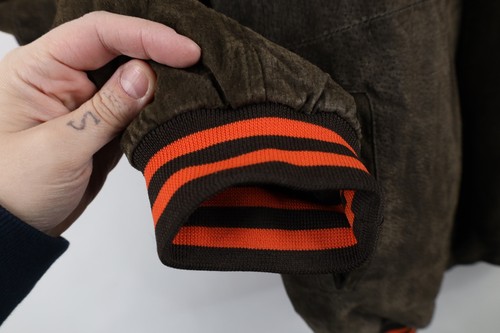 Vintage 90s Mens Large Distressed Cleveland Browns Football Suede Leather Jacket - Picture 8 of 18