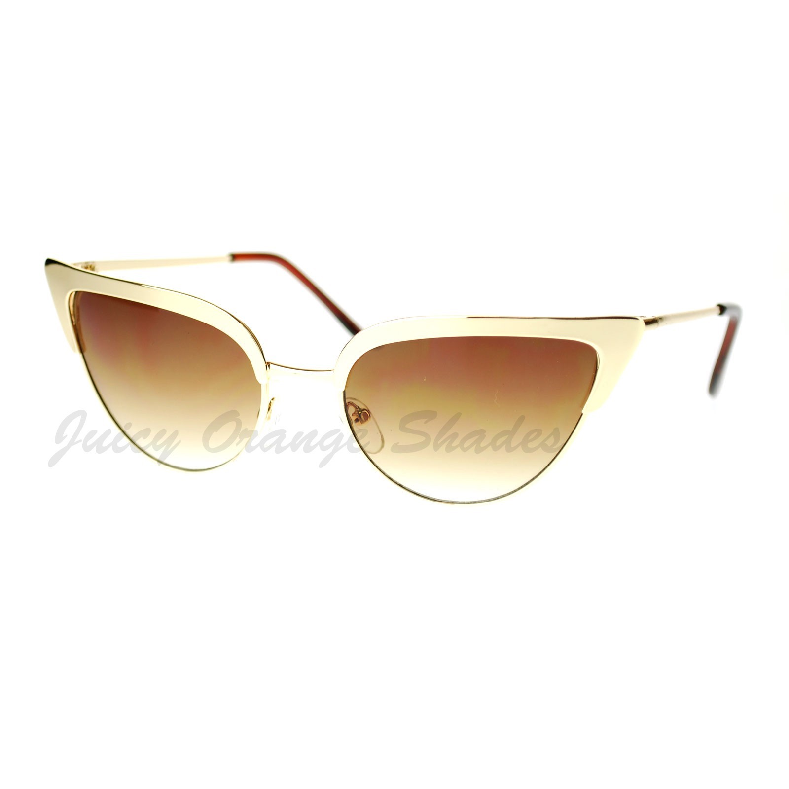 Bolded Top Cateye Metal Frame Sunglasses Women's Fashion