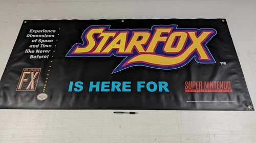 STARFOX IS HERE Vintage Style Store Display Banner Promo SNES Nintendo Variant 1