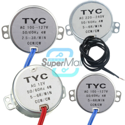 TYC-50 AC 12V/110V/220V Synchronous Motor 2.5/3/5/6RPM 4W 50/60Hz For Microwave