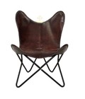 Indoor/Outdoor Relaxing Chair – Dark Brown Leather Butterfly Sling chair PL2-280