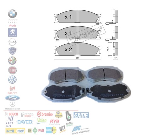 Ashika Kit Pastiglie Freno A Disco – Anteriore, 50-01-134, Omologato ECE R90 (Altezza 53,3 Mm, Lunghezza 142 Mm) - 2