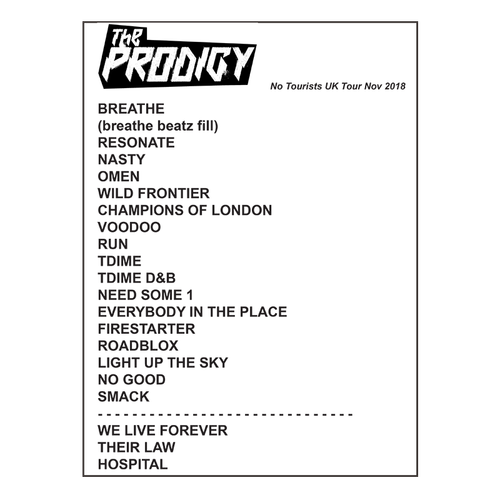 PRODIGY+SIGNED+FRAMED+TOURISTS+SET LIST+FIRESTARTER=100% GENUINE FAST WORLD SHIP - Picture 4 of 10